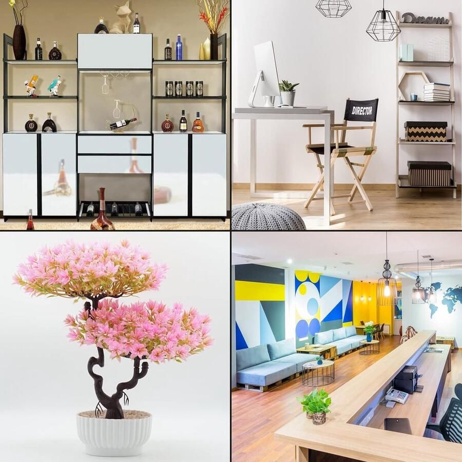 Kunstbloem Welkom grenen Bonsai Welkom grenen pot plastic bloem kunstmatige planten welkom grenen Bonsai voor huishoudtextiel kantoor hotel wijnkast decoratie 1 stuk (roze)