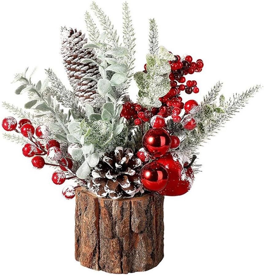 Kunstbloemen boeket Nepbloemen Herfst en winter decoraties Mini kerstboom boeket kerstboom klein Kunstkerstboom voor op tafel Kerstdecoraties Kerstcadeau Geschikt voor kerst- feest- en winterdecoraties binnen en buiten A