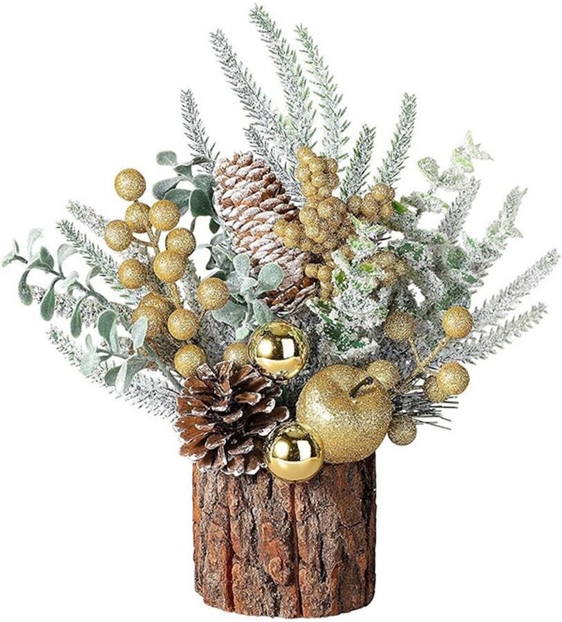 Kunstbloemen boeket Nepbloemen Herfst en winter decoraties Mini kerstboom boeket kerstboom klein Kunstkerstboom voor op tafel Kerstdecoraties Kerstcadeau Geschikt voor kerst- feest- en winterdecoraties binnen en buiten B