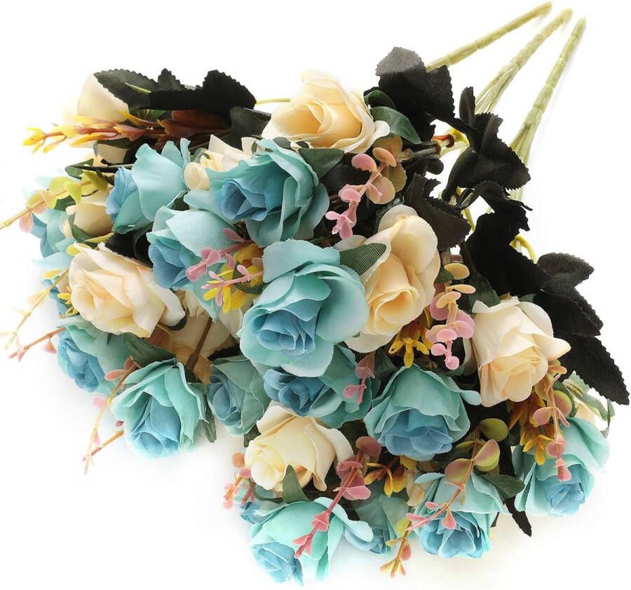 Kunstbloemen decoratie zijden bloemen decoratie bruiloft boeket tafel (blauw)