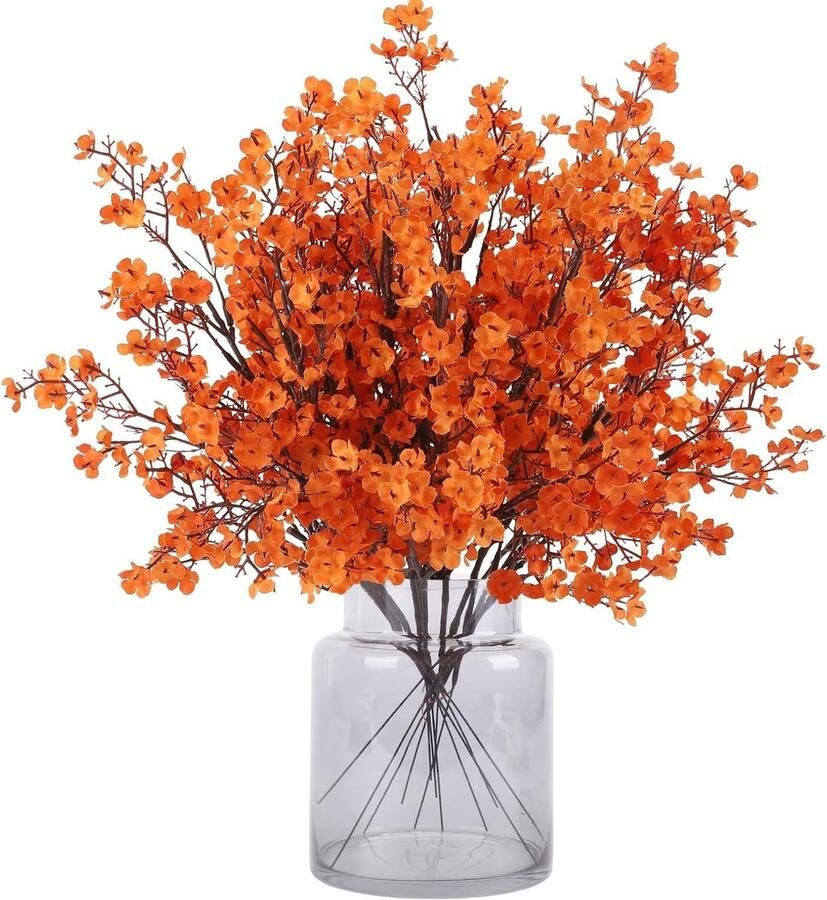 Kunstbloemen gypsophila herfstbloemen voelen echt aan namaakbloemen voor doe-het-zelf bruiloft boeket tafel centerpiece bloemstukken herfstdecoratie 12 stuks oranje