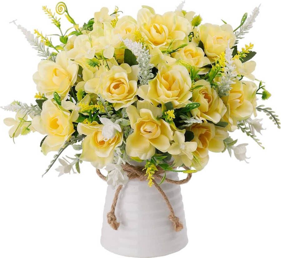 Kunstbloemen met vaas Nep Zijden Bloemen in Vaas Gardenia Bloemen Decoratie voor Thuis Tafel Kantoor
