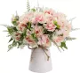 Kunstbloemen met vaas nep zijden bloemen in vaas Gardenia bloemen decoratie voor thuis tafel kantoor feest (roze) - Thumbnail 2