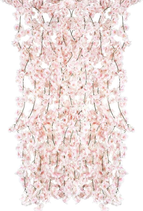 Kunstbloemen slinger kersenbloesem roze verpakking van 6 stuks 1 8 m zijden bloemen kersenbloesem hangende wijnstokken voor bruiloft feest tafel achtergrond boog wanddecoratie