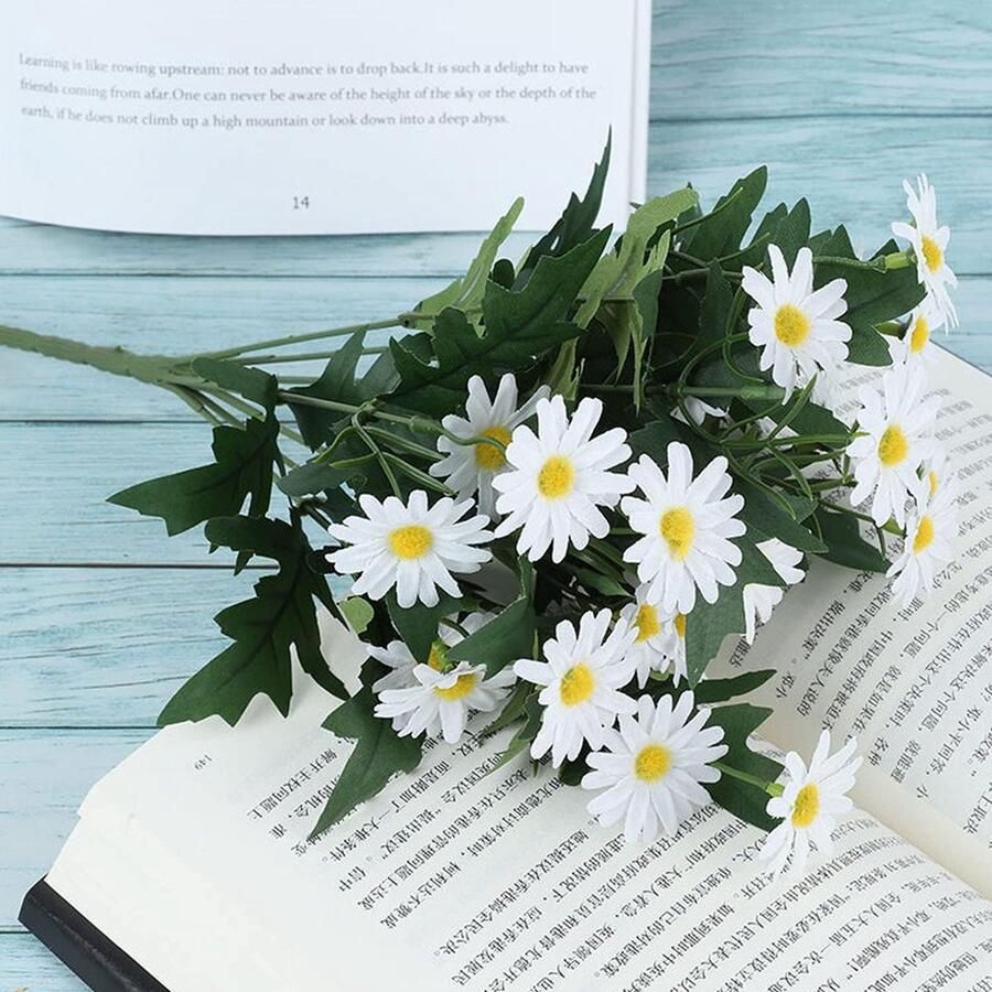 Kunstbloemen voor buiten 48 Witte Madeliefjes Perfecte Decoratie voor Thuis Tafel Veranda Raam en Keuken