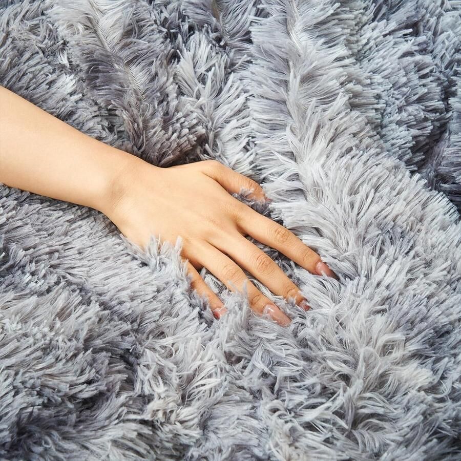 Kunstbont deken – grijswit Sherpa schapendeken – comfort luxe pluizige knuffeldeken – zachte deken voor bank en bed 130 cm x 160 cm