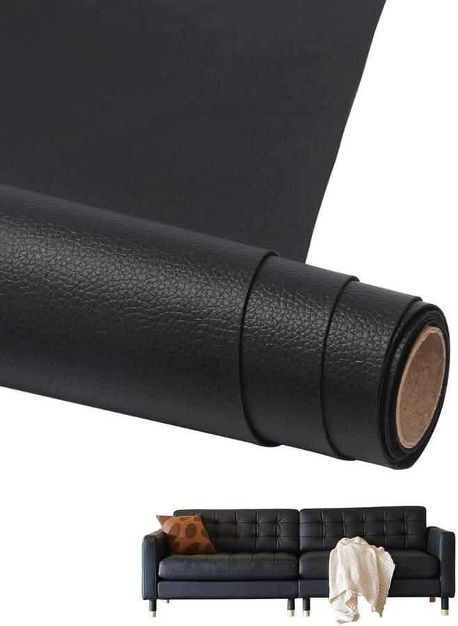 Kunstlederen reparatieset 35 x 137 cm zwart PU-kunstleer zelfklevend waterdicht schimmelbestendig bank auto handtas renovatie van meubels leer