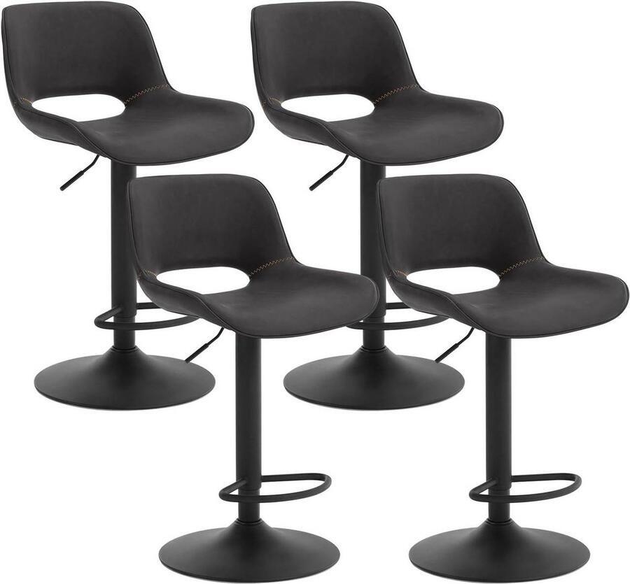 Rootz Living Rootz kunstleren barkrukset Vintage barstoel Waterdichte krukken Ergonomisch ontwerp 48 cm x (85-105 5 cm) x 49 cm