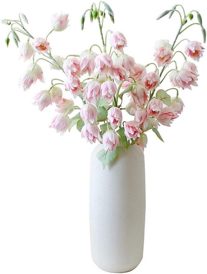 Kunstmatige Bluebell zijden bloemen 3 stuks buitenshuis nepplanten faux plastic bloemen thuiskantoor eettafel middelpunt lichtroze