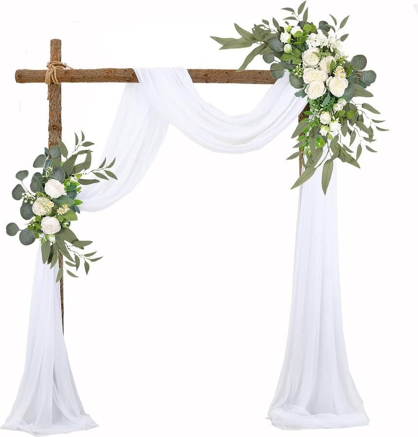 Kunstmatige boog bloem kit set van 3 bruiloft decoratie witte draperen stof achtergrond decor