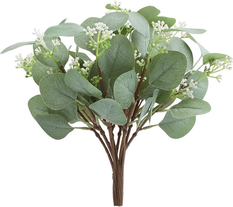 Kunstmatige Eucalyptus Bladeren Stengels Faux Groen Planten Zijde Dollar Eucalyptus Takken Wit Zaad Tafel Bruiloft Boeketten Bloemstuk Elegante Decoratie