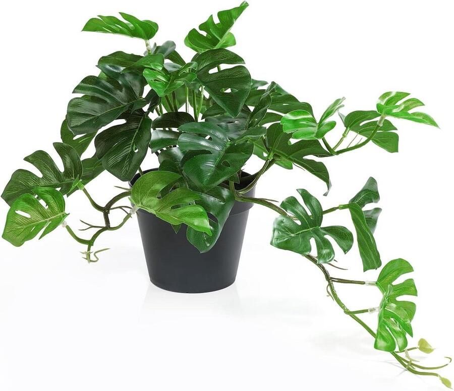 Kunstmatige hangplant Kleine nep monstera 266 cm voor huisdecoratie faux bureau tafel plant binnen en buiten woonkamer slaapkamer badkamer keuken kantoor decoratie