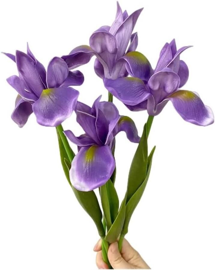 Kunstmatige irisbloem zijden bloemboeket lange steel 18 inch nep Ierland PU-bloem Set van 4 stuks voor arrangementen tafel middenstuk feest en bruiloft decoratie