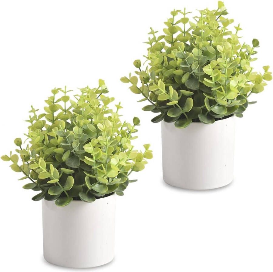 Kunstmatige Mini Pot Eucalyptus Kunstmatige Plastic Plant Groen met Pot voor Thuis Bureau Decoratie