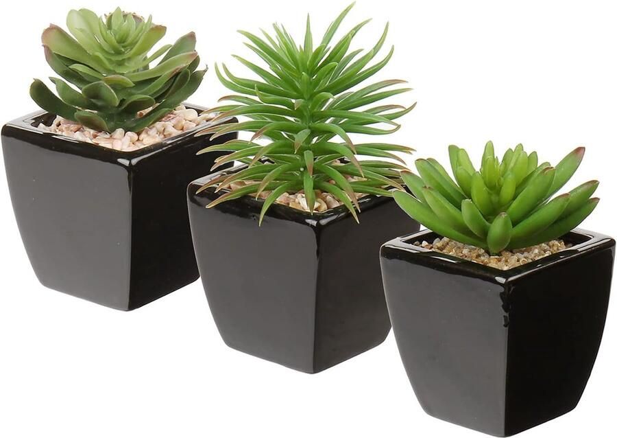 Kunstmatige vetplanten serie nepplanten vetplanten in keramische pot set van 3 faux vetplanten mini potplanten kunstmatige plant voor badkamer plank keuken patio thuiskantoor tafel decor