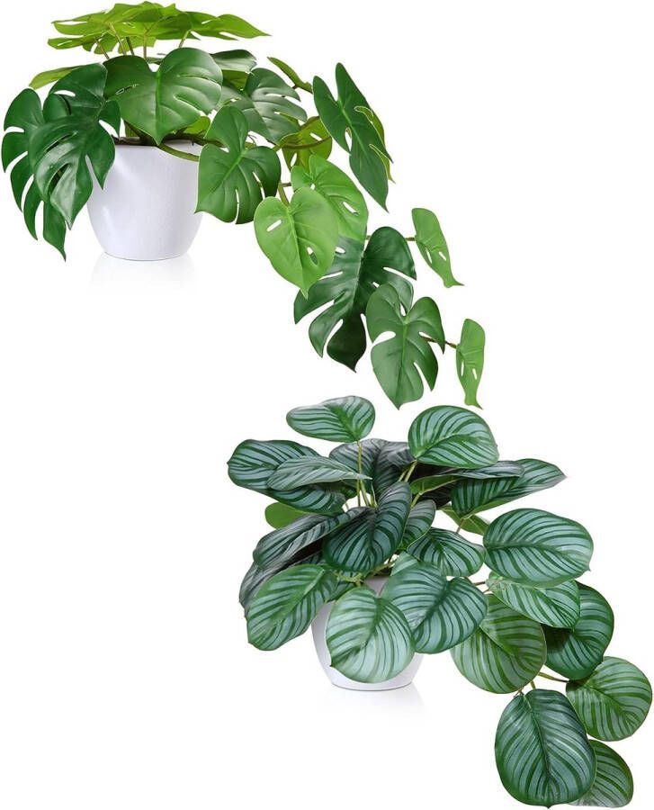 Kunstplant 35 cm kunstplanten in pot voor indoor decoratie thuis bureau badkamer slaapkamer woonkamer decoratie (2 stuks)