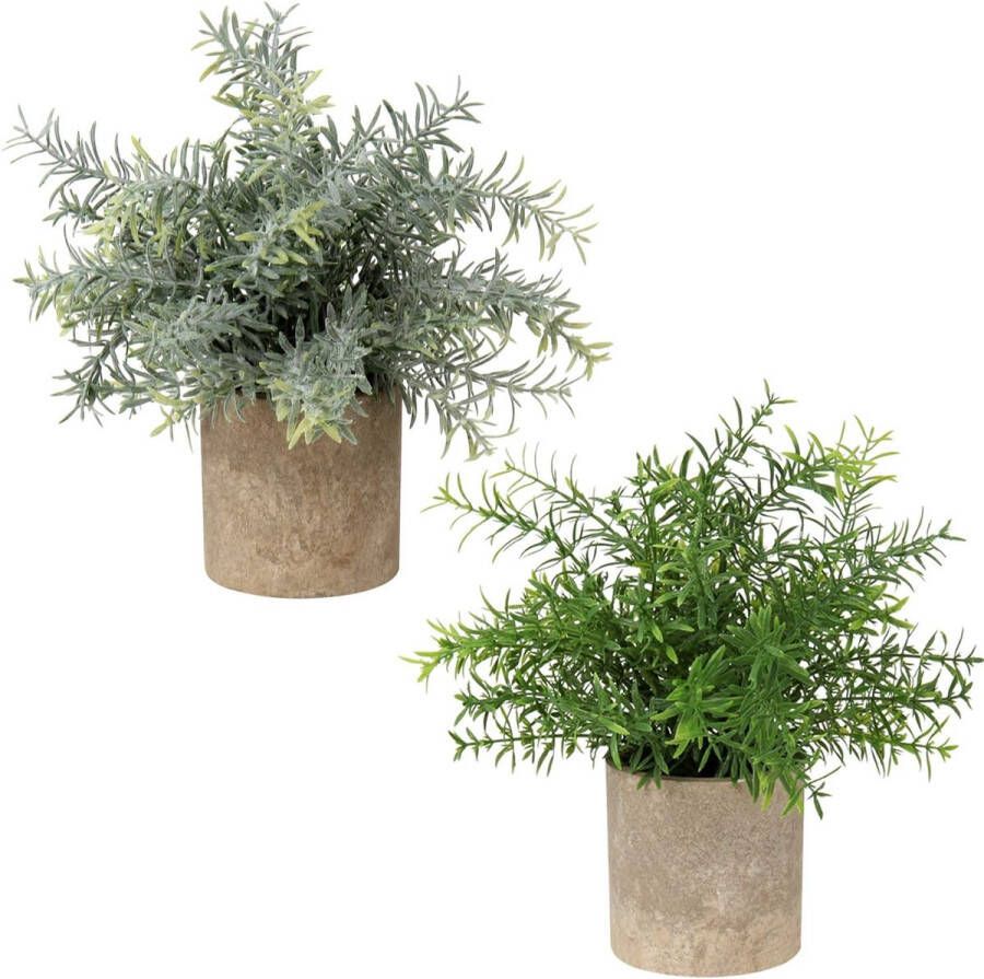 Kunstplant Mini kunstplant Eucalyptus Rozemarijn Kruiden in pot Decoratie Badkamer Bureau Keuken Tuindecoratie Set van 2