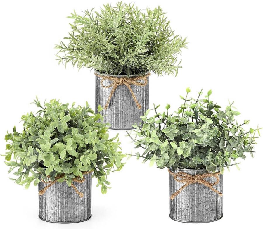 Kunstplanten 3 stuks kunstmatige eucalyptus tafelbladdecor kunstgroen voor thuis bureau boerderijdecor