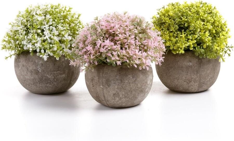 Kunstplanten in pot Deco vetplanten voor bureau en vensterbank Decoratieve badkamer bonsai Kamerdecoratie cadeau voor bruiloft en verjaardag Set van 3 Kerstsfeer met deze kunstmatige grasplanten