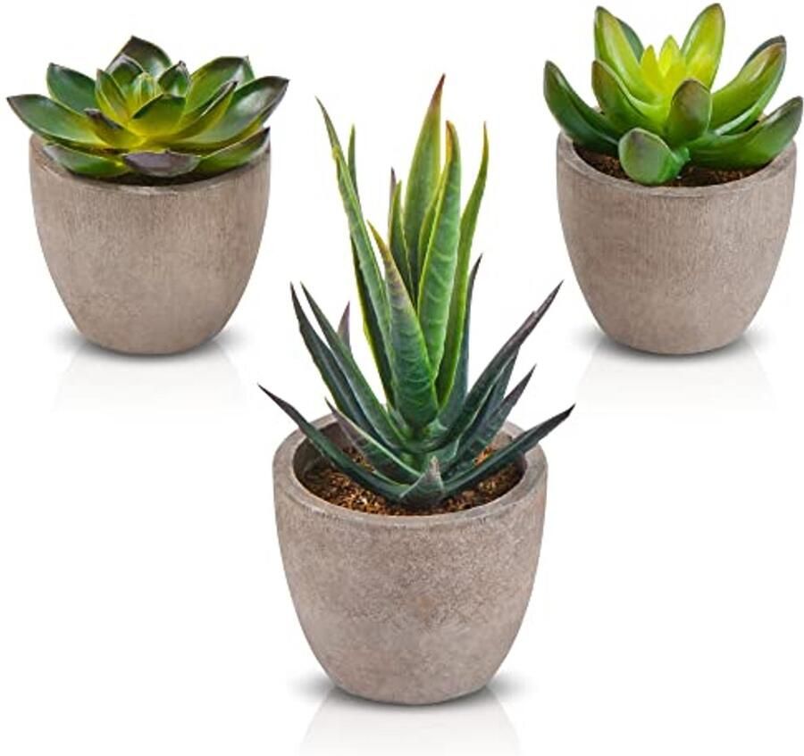Kunstplanten Set van 3 Decoratieve Kunstplanten met Pot voor Tafel Huis Balkon en Kantoor