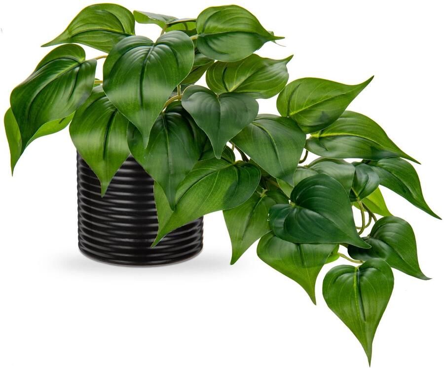 Kunstplanten van Hollyone in keramische potten decoratieve kunstplanten van nep-jadepothos in zwarte potten net als echte kunstplanten voor thuis op tafel op kantoor en op het bureau