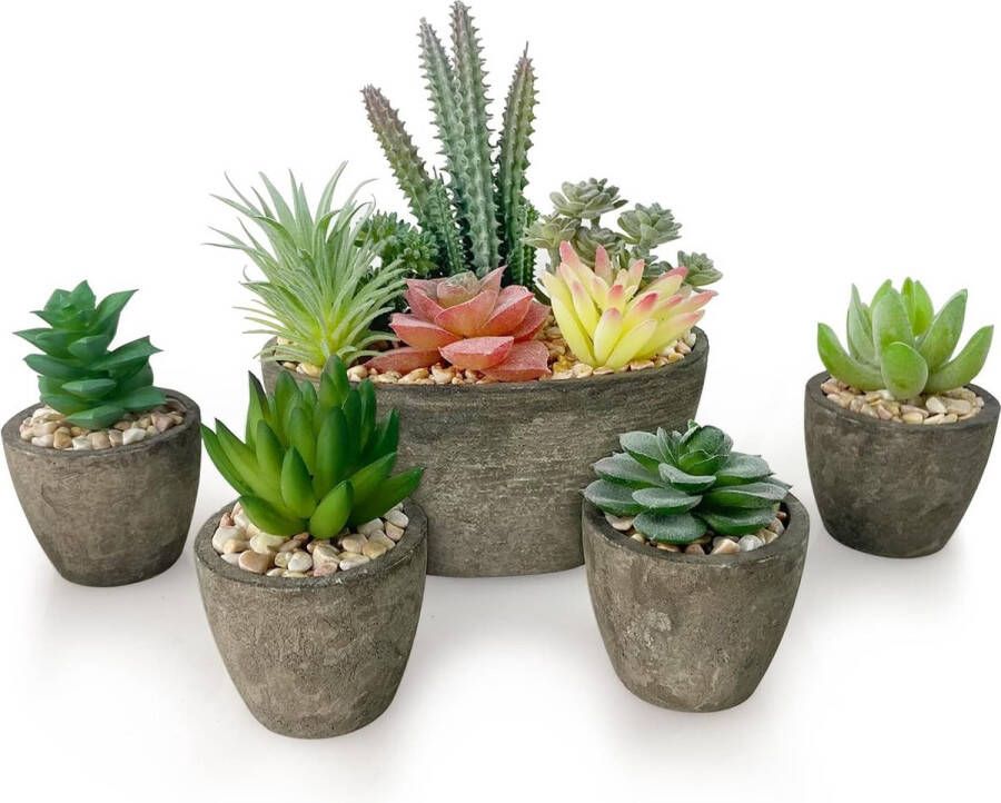 Kunstplanten vetplanten set van 5 realistische imitatie vetplanten potten voor thuis kantoor bureau decoratie