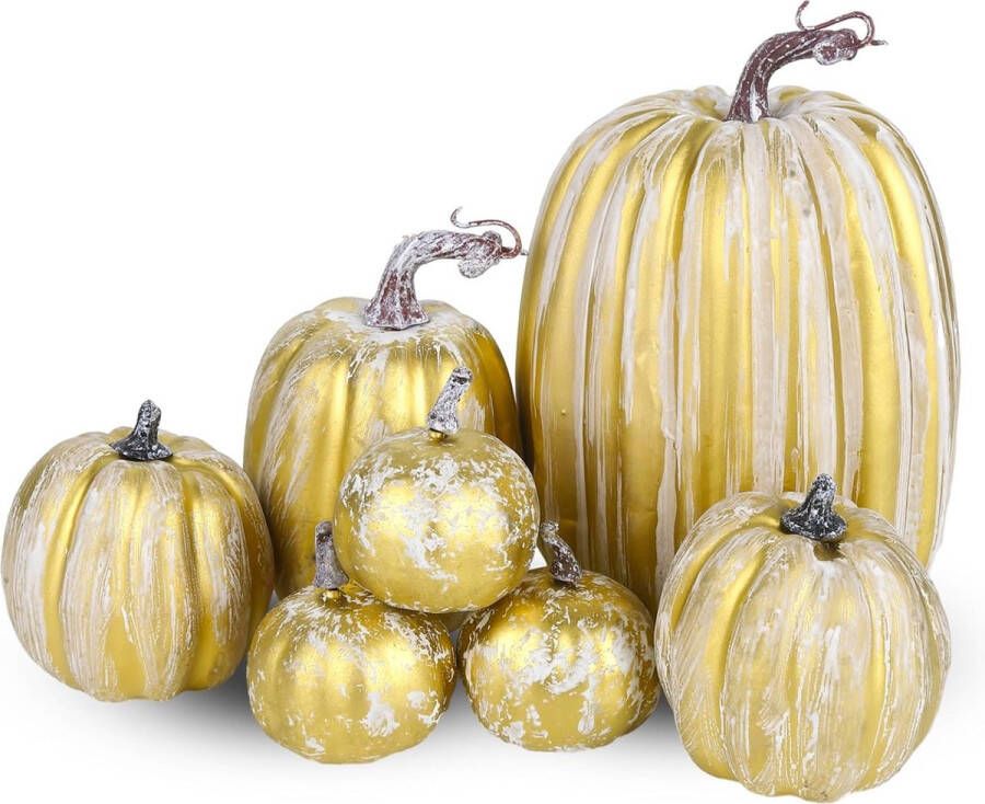 Kunstpompoen 7 stuks neppompoen herfstdecoraties herfstfeest Thanksgiving Halloween decoratie verschillende maten schuimpompoen voor oogst festival thuis tafel open haard tuindecoratie