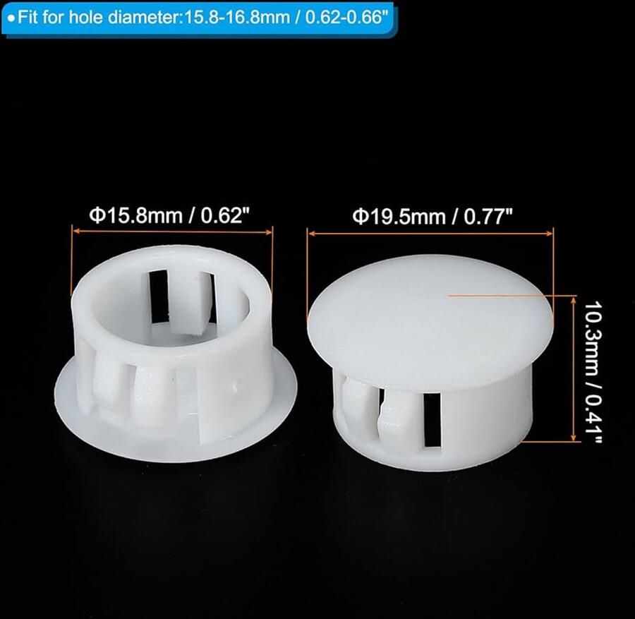 Kunststof Gatpluggen Verzonken Type Set van 30 Wit