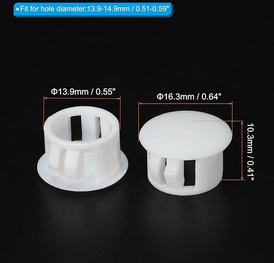 Kunststof Gatpluggen Verzonken Type Set van 60 Wit