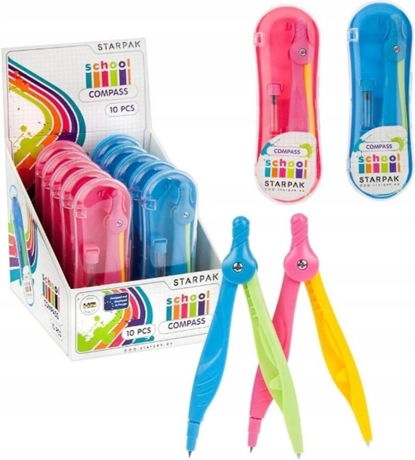 Kunststof kompas + starpak stylussen in koffer