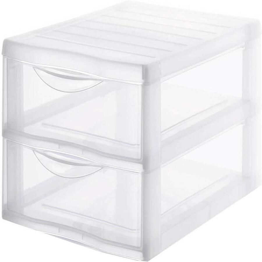 Kunststof ladekast Orgamix 2 transparante laden A4 papierformaat Hoogte 255 cm stapelbaar voor kantooropslag cursussen documenten benodigdheden