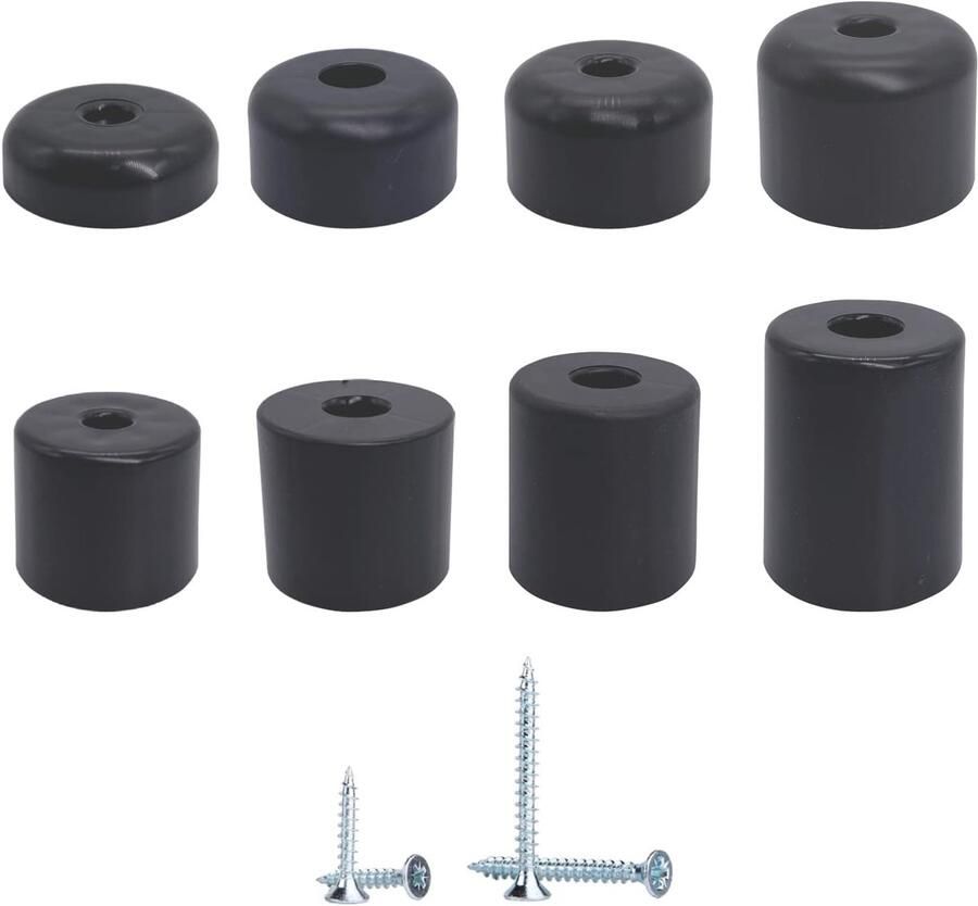 Kunststof meubelpoten set van 8 zwart 15 mm hoogte