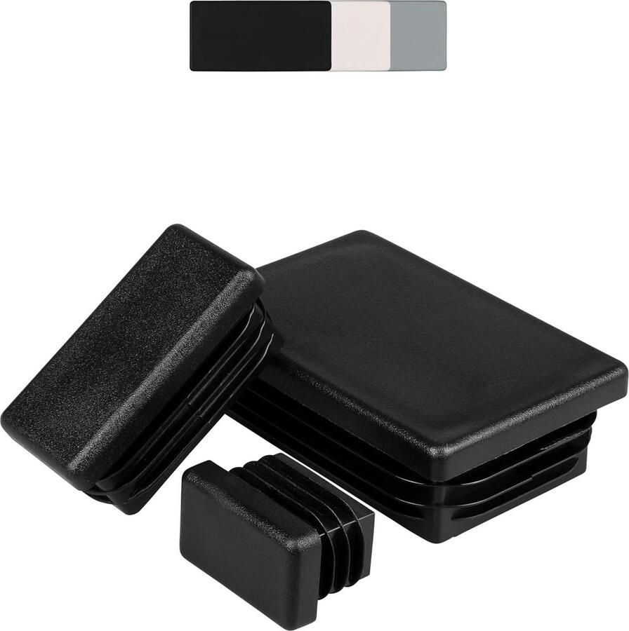 Kunststof rechthoekige buisstoppen lamellenstoppen 10 stuks verschillende maten en kleuren meubelglijders stoelpootbeschermers 120 x 30 mm 1-2 mm