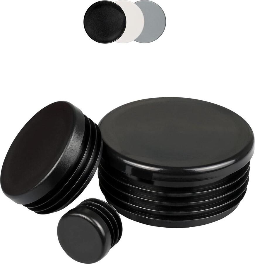 Kunststof ronde buisstoppen 10 mm 120 mm zwart set van 10 lamellenstops meubelglijders stoelpootbeschermers beschermdoppen buiten-Ø 90 mm buiswanddikte 25-5 mm