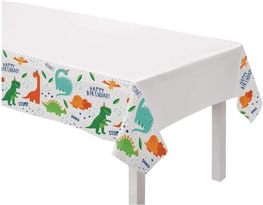 Kunststof tafelkleed Dino-thema 1 stuk groen 2 6 m x 1 37 m