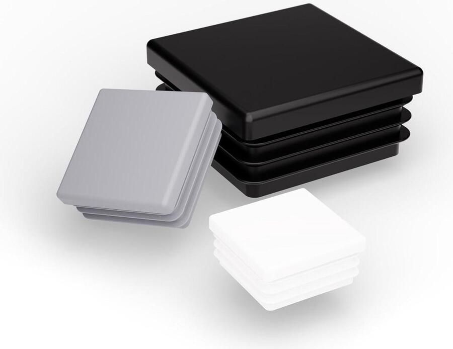 Kunststof vierkante lamellenstoppen 12x12mm 120x120mm 10 stuks stoelpoten beschermers buispluggen afdichtplug meubelglijders buisdoppen zwart 80x80mm buiswanddikte 1-2mm