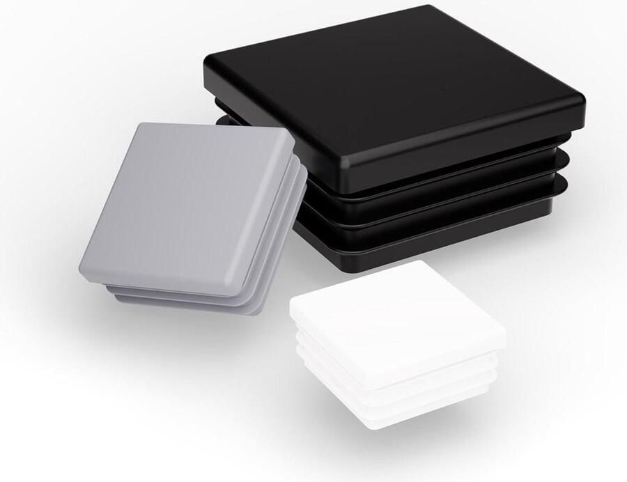 Kunststof vierkante lamellenstoppen Stoelpoten beschermers Buigpluggen Meubelglijders Buisdoppen Grijs 60x60mm 10 stuks