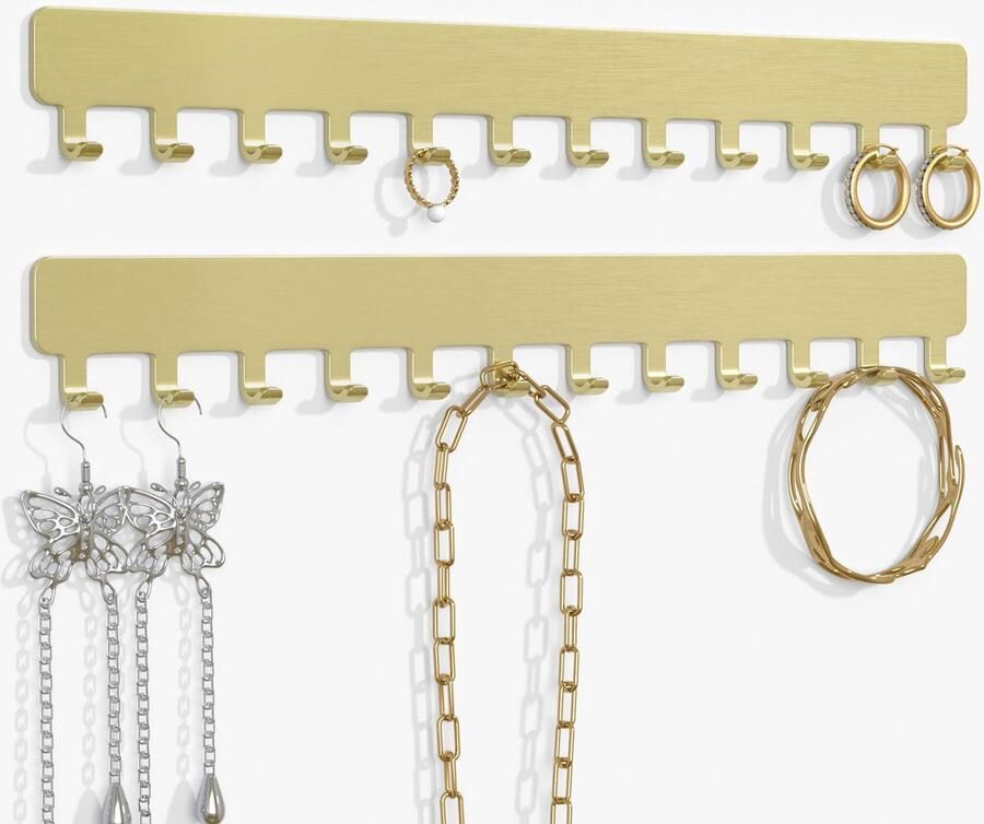 Ibenzoa Geïntegreerde Sieradenorganisatie met Roestvrij Staal Multifunctionele Wandopslag voor Accessoires