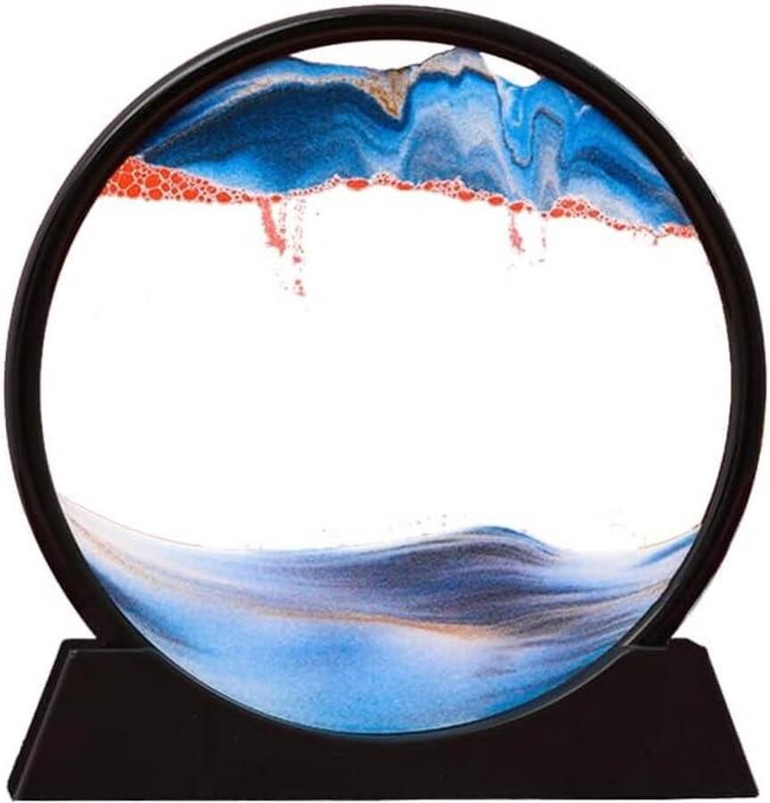 Kunstzinnige zandloper 3D landschap 178 cm blauw decoratie woonkamer kantoor