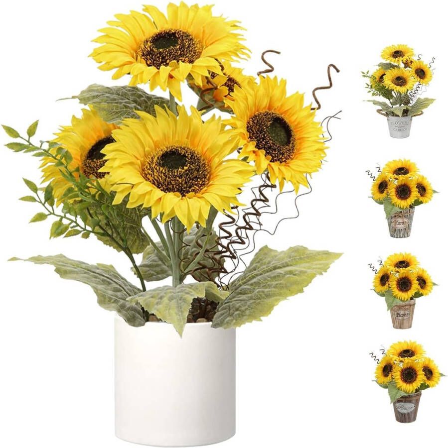 Kunstzonnebloemen in pot zonnebloemen kunstbloemen als echt kunstplant decoratie woonkamer lentedecoratie voor tafel slaapkamer cadeau