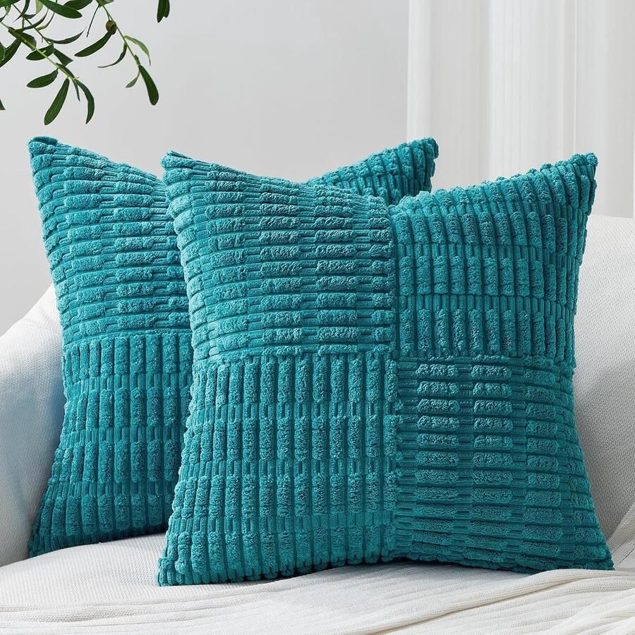 Kussen 40 x 40 cm set van 2 decoratieve kussenslopen 40 x 40 cm corduroy fluwelen bankkussen woonkamer decoratie sierkussen bureau decoratief kussen esthetisch corduroy boho-kussen