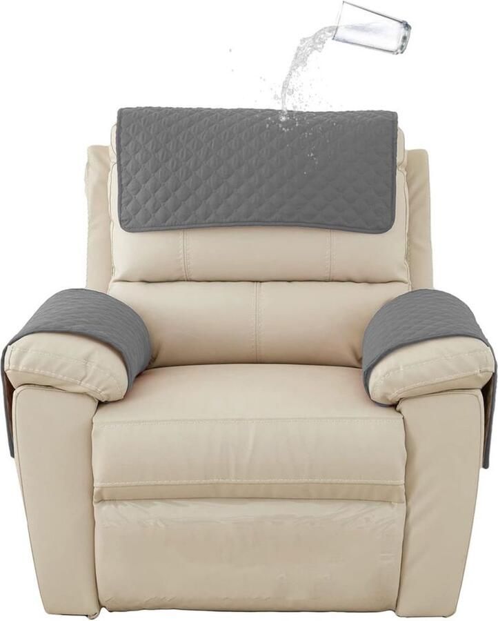Kussen Armleuning Pad 3-delige Set Sofa Armleuning Hoes Fauteuil Armleuning Hoes Hoofdsteun Hoes Antislip Gewatteerde Meubelbeschermer (38cmx57cm) Wikkelvormig donkergrijs - Foto 5