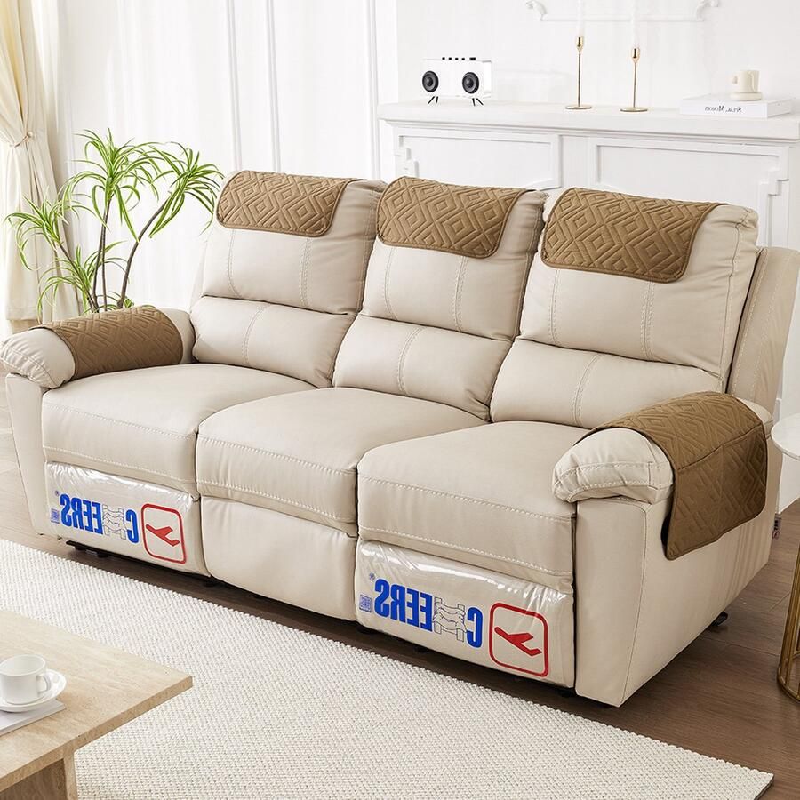 Kussen Armleuning Pad 3-delige Set Sofa Armleuning Hoes Fauteuil Armleuning Hoes Hoofdsteun Hoes Antislip Gewatteerde Meubelbeschermer (38cmx57cm) Wikkelvormig donkergrijs - Foto 2