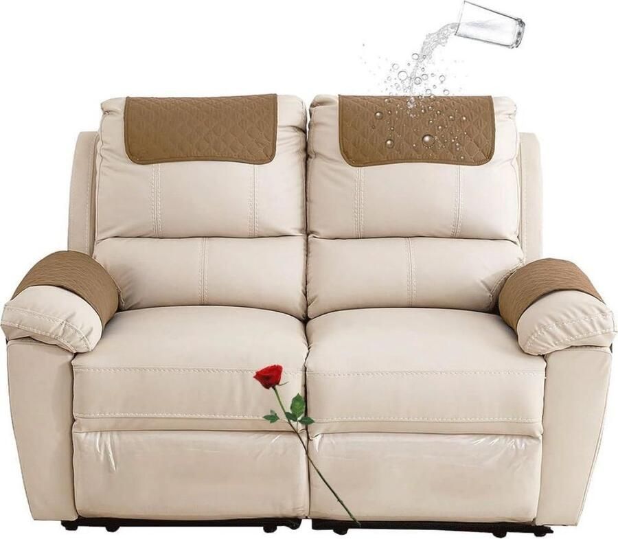 Kussen Armleuning Pad 4-delige Set Sofa Armleuning Hoes Fauteuil Armleuning Hoes Hoofdsteun Hoes Antislip Gewatteerde Meubelbeschermer (38cmx57cm) Geruit donkergrijs - Foto 2