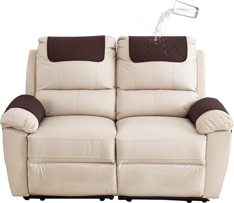 Kussen Armleuning Pad 4-delige Set Sofa Armleuning Hoes Fauteuil Armleuning Hoes Hoofdsteun Hoes Antislip Gewatteerde Meubelbeschermer (38cmx57cm) Geruit donkergrijs