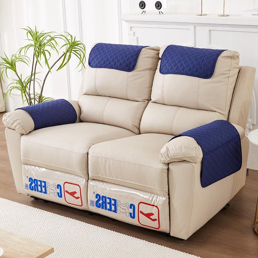 Kussen Armleuning Pad 3-delige Set Sofa Armleuning Hoes Fauteuil Armleuning Hoes Hoofdsteun Hoes Antislip Gewatteerde Meubelbeschermer (38cmx57cm) Wikkelvormig donkergrijs