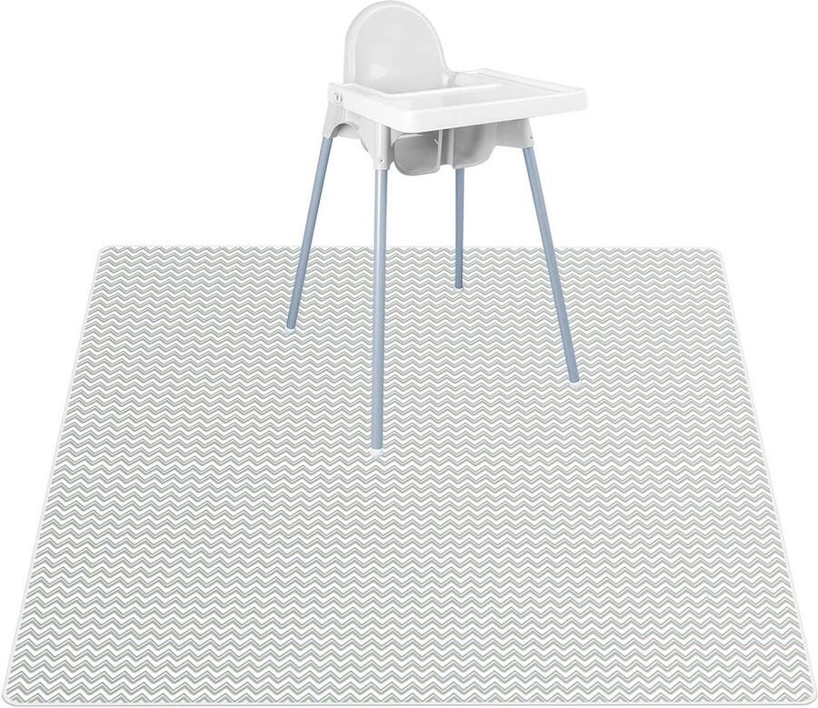 Kinderstoel vloermat 135 x 135 cm hoge stoel spatbeschermingsmat met golfpatroon wasbaar opvouwbaar waterdicht morsmat babyspeelmat voor kinderen baby's peuters voeding - Foto 2
