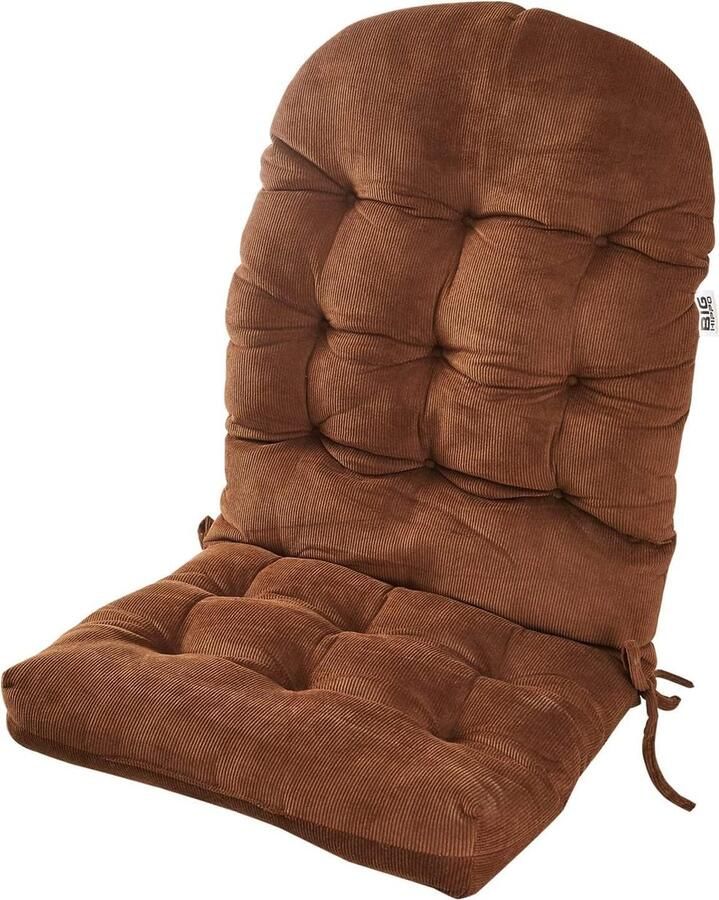 Kussen met hoge rugleuning 8 cm dik antislip schommelstoel zitkussen met banden zacht stoelkussen voor de meeste tuinstoelen met hoge rugleuning lage rugleuning bruin