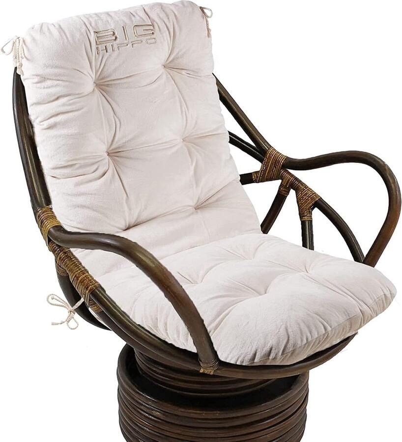 Kussen met hoge rugleuning zachte tuinstoel-zitkussen met 8 cm dikte lage rugleuning rugkussen voor thuis bureaustoel autostoel tuinstoel beige