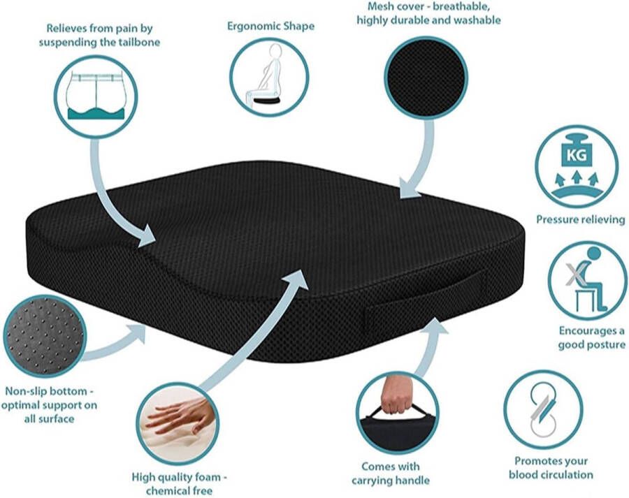 Kussen Orthopedische Memory Foam Stoel Kussen Coccyx & Onderste Stoel Kussen voor Office Auto Stoelen Terug Pijn Relief Kussen Grote Office Stoel Kussen